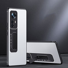 Funda Bumper Silicona y Plastico Mate Carcasa con Soporte para Xiaomi Mi 12S Pro 5G Blanco