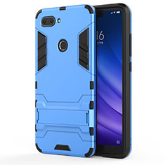 Funda Bumper Silicona y Plastico Mate Carcasa con Soporte para Xiaomi Mi 8 Lite Azul Cielo