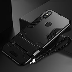 Funda Bumper Silicona y Plastico Mate Carcasa con Soporte para Xiaomi Mi Mix 3 Negro