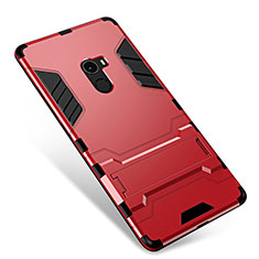 Funda Bumper Silicona y Plastico Mate Carcasa con Soporte para Xiaomi Mi Mix Rojo