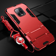 Funda Bumper Silicona y Plastico Mate Carcasa con Soporte para Xiaomi Redmi 10X 5G Rojo