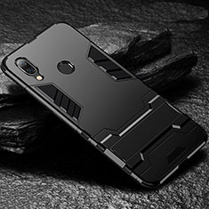 Funda Bumper Silicona y Plastico Mate Carcasa con Soporte para Xiaomi Redmi Note 7 Negro