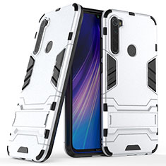 Funda Bumper Silicona y Plastico Mate Carcasa con Soporte para Xiaomi Redmi Note 8 Plata