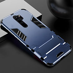 Funda Bumper Silicona y Plastico Mate Carcasa con Soporte para Xiaomi Redmi Note 8 Pro Azul