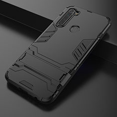 Funda Bumper Silicona y Plastico Mate Carcasa con Soporte para Xiaomi Redmi Note 8T Negro