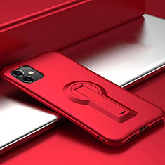 Funda Bumper Silicona y Plastico Mate Carcasa con Soporte R01 para Apple iPhone 11 Rojo