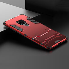 Funda Bumper Silicona y Plastico Mate Carcasa con Soporte R01 para Huawei Mate 20 X 5G Rojo