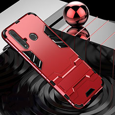 Funda Bumper Silicona y Plastico Mate Carcasa con Soporte R01 para Huawei Nova 5i Rojo