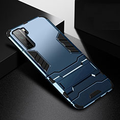 Funda Bumper Silicona y Plastico Mate Carcasa con Soporte R01 para Huawei Nova 7 SE 5G Azul