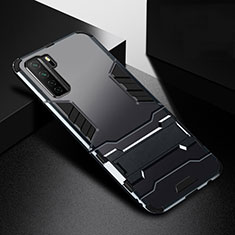 Funda Bumper Silicona y Plastico Mate Carcasa con Soporte R01 para Huawei Nova 7 SE 5G Negro