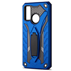 Funda Bumper Silicona y Plastico Mate Carcasa con Soporte R01 para Huawei P Smart (2020) Azul