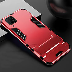 Funda Bumper Silicona y Plastico Mate Carcasa con Soporte R01 para Huawei P40 Lite Rojo