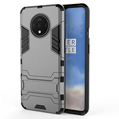 Funda Bumper Silicona y Plastico Mate Carcasa con Soporte R01 para OnePlus 7T Gris