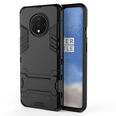 Funda Bumper Silicona y Plastico Mate Carcasa con Soporte R01 para OnePlus 7T Negro