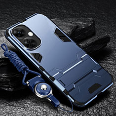 Funda Bumper Silicona y Plastico Mate Carcasa con Soporte R01 para OnePlus Nord CE 3 Lite 5G Azul