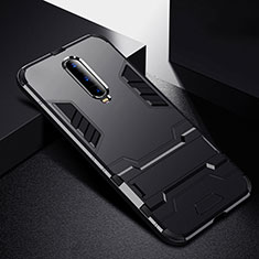 Funda Bumper Silicona y Plastico Mate Carcasa con Soporte R01 para Oppo R17 Pro Negro