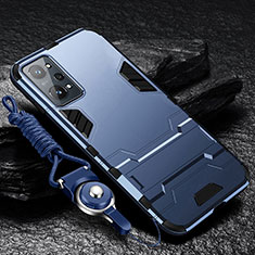 Funda Bumper Silicona y Plastico Mate Carcasa con Soporte R01 para Realme GT Neo 3T 5G Azul