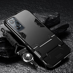 Funda Bumper Silicona y Plastico Mate Carcasa con Soporte R01 para Realme GT Neo 3T 5G Negro