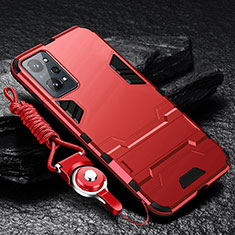 Funda Bumper Silicona y Plastico Mate Carcasa con Soporte R01 para Realme GT Neo 3T 5G Rojo