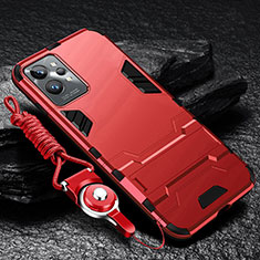 Funda Bumper Silicona y Plastico Mate Carcasa con Soporte R01 para Realme GT2 Pro 5G Rojo