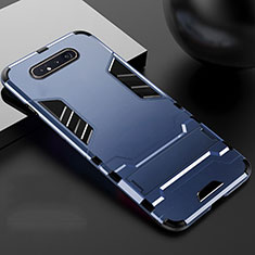 Funda Bumper Silicona y Plastico Mate Carcasa con Soporte R01 para Samsung Galaxy A80 Azul