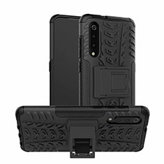 Funda Bumper Silicona y Plastico Mate Carcasa con Soporte R01 para Samsung Galaxy A90 5G Negro