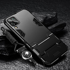 Funda Bumper Silicona y Plastico Mate Carcasa con Soporte R01 para Samsung Galaxy M53 5G Negro