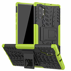 Funda Bumper Silicona y Plastico Mate Carcasa con Soporte R01 para Samsung Galaxy Note 10 Plus 5G Verde
