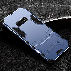 Funda Bumper Silicona y Plastico Mate Carcasa con Soporte R01 para Samsung Galaxy S10e Azul