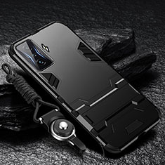 Funda Bumper Silicona y Plastico Mate Carcasa con Soporte R01 para Xiaomi Poco F4 GT 5G Negro
