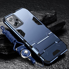Funda Bumper Silicona y Plastico Mate Carcasa con Soporte R01 para Xiaomi Poco X4 GT 5G Azul