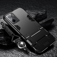 Funda Bumper Silicona y Plastico Mate Carcasa con Soporte R01 para Xiaomi Redmi 10 Prime Plus 5G Negro