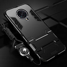 Funda Bumper Silicona y Plastico Mate Carcasa con Soporte R01 para Xiaomi Redmi K30 Pro Zoom Negro