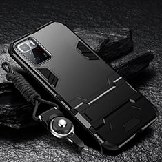 Funda Bumper Silicona y Plastico Mate Carcasa con Soporte R01 para Xiaomi Redmi Note 10 Pro 5G Negro