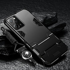 Funda Bumper Silicona y Plastico Mate Carcasa con Soporte R01 para Xiaomi Redmi Note 12 Pro Speed 5G Negro