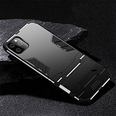 Funda Bumper Silicona y Plastico Mate Carcasa con Soporte R02 para Apple iPhone 11 Pro Negro