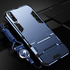 Funda Bumper Silicona y Plastico Mate Carcasa con Soporte R02 para Samsung Galaxy A70 Azul