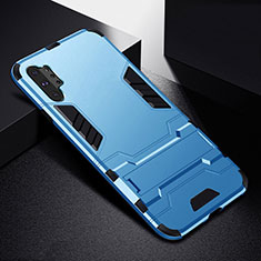 Funda Bumper Silicona y Plastico Mate Carcasa con Soporte R02 para Samsung Galaxy Note 10 Plus Azul Cielo