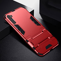 Funda Bumper Silicona y Plastico Mate Carcasa con Soporte R02 para Samsung Galaxy Note 10 Rojo