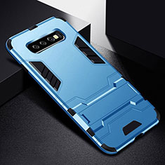 Funda Bumper Silicona y Plastico Mate Carcasa con Soporte R02 para Samsung Galaxy S10 5G Azul