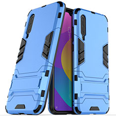 Funda Bumper Silicona y Plastico Mate Carcasa con Soporte R02 para Xiaomi Mi A3 Azul Cielo
