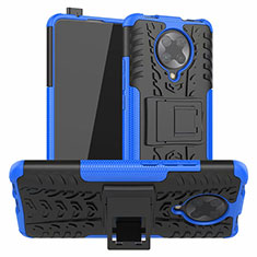 Funda Bumper Silicona y Plastico Mate Carcasa con Soporte R02 para Xiaomi Poco F2 Pro Azul