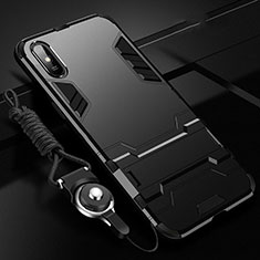 Funda Bumper Silicona y Plastico Mate Carcasa con Soporte R02 para Xiaomi Redmi 9A Negro