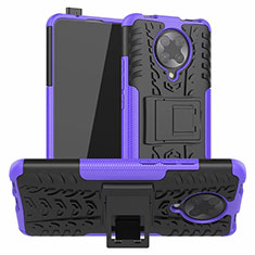 Funda Bumper Silicona y Plastico Mate Carcasa con Soporte R02 para Xiaomi Redmi K30 Pro 5G Morado