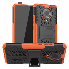 Funda Bumper Silicona y Plastico Mate Carcasa con Soporte R02 para Xiaomi Redmi K30 Pro Zoom Naranja