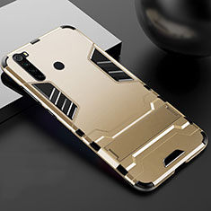 Funda Bumper Silicona y Plastico Mate Carcasa con Soporte R02 para Xiaomi Redmi Note 8T Oro