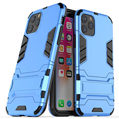 Funda Bumper Silicona y Plastico Mate Carcasa con Soporte R03 para Apple iPhone 11 Pro Max Azul Cielo