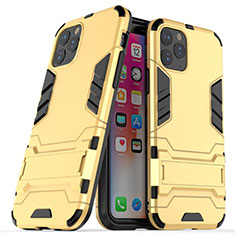 Funda Bumper Silicona y Plastico Mate Carcasa con Soporte R03 para Apple iPhone 11 Pro Max Oro