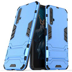 Funda Bumper Silicona y Plastico Mate Carcasa con Soporte R03 para Huawei Honor 20S Azul Cielo