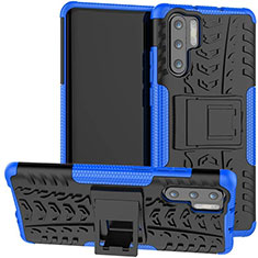 Funda Bumper Silicona y Plastico Mate Carcasa con Soporte R03 para Huawei P30 Pro Azul